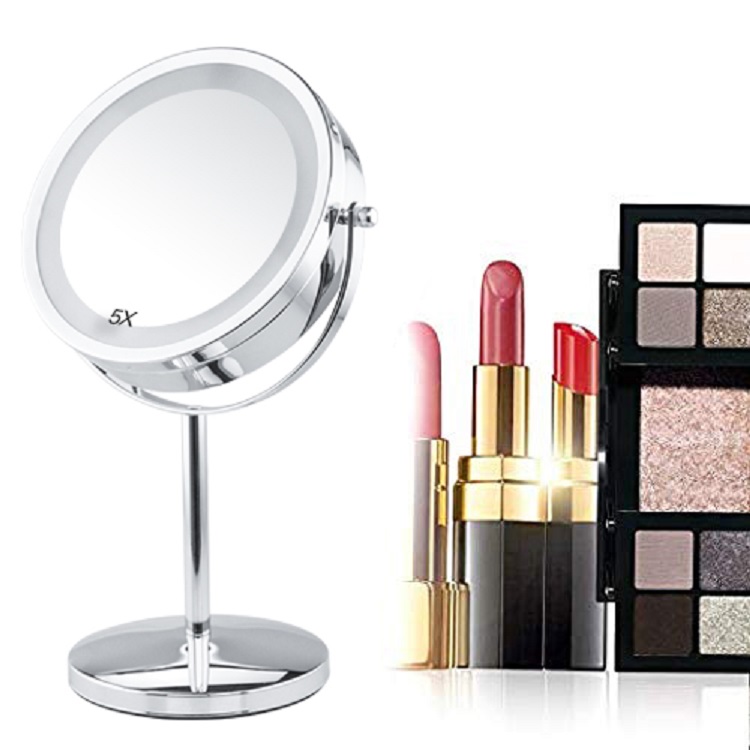 1x/3x/5x Увеличение зеркала для макияжа светодиодный круглый стол красоты Vanity макияж зеркало для нанесения макияжа) со светодиодной подсветкой по краю и зеркало со светодиодной подсветкой