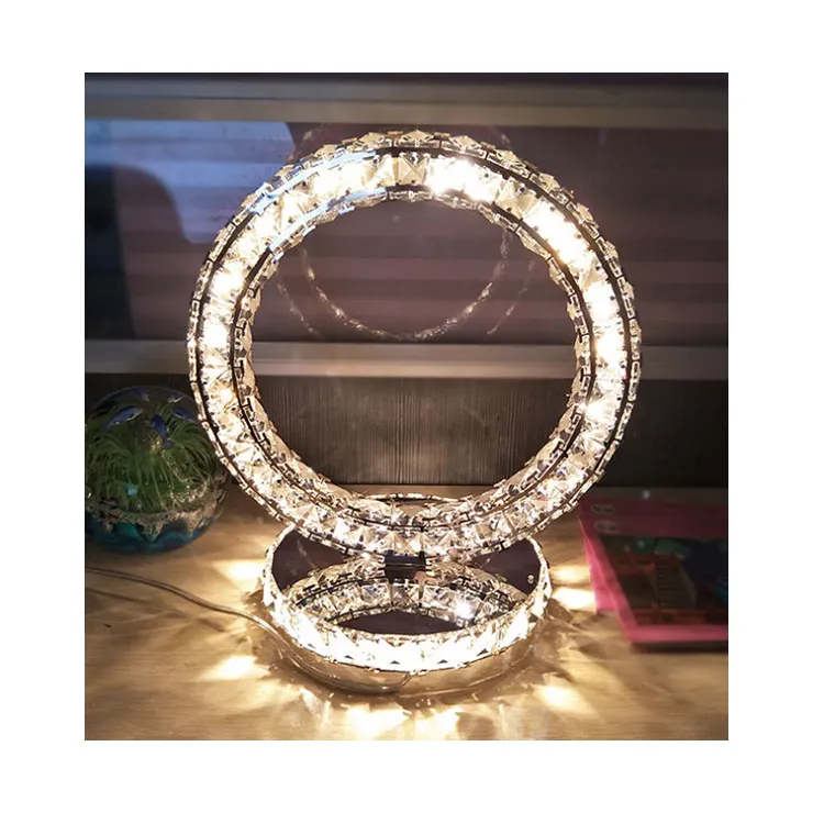 bedroom luxury spanish popilion glam double-deck touch crystal lamp table decoration modern rose crystal table lamp