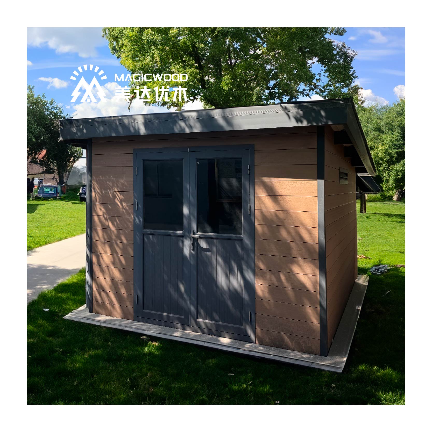 New fashion design weather resistant WPC garden shed house easy installing backyard frontyard outdoor tool storage shed