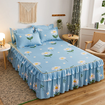 Floral Fitted Sheet Cover Graceful Bedspread Lace Fitted Sheet Bedroom Bed Cover Skirt Wedding Housewarming gift 815-0242