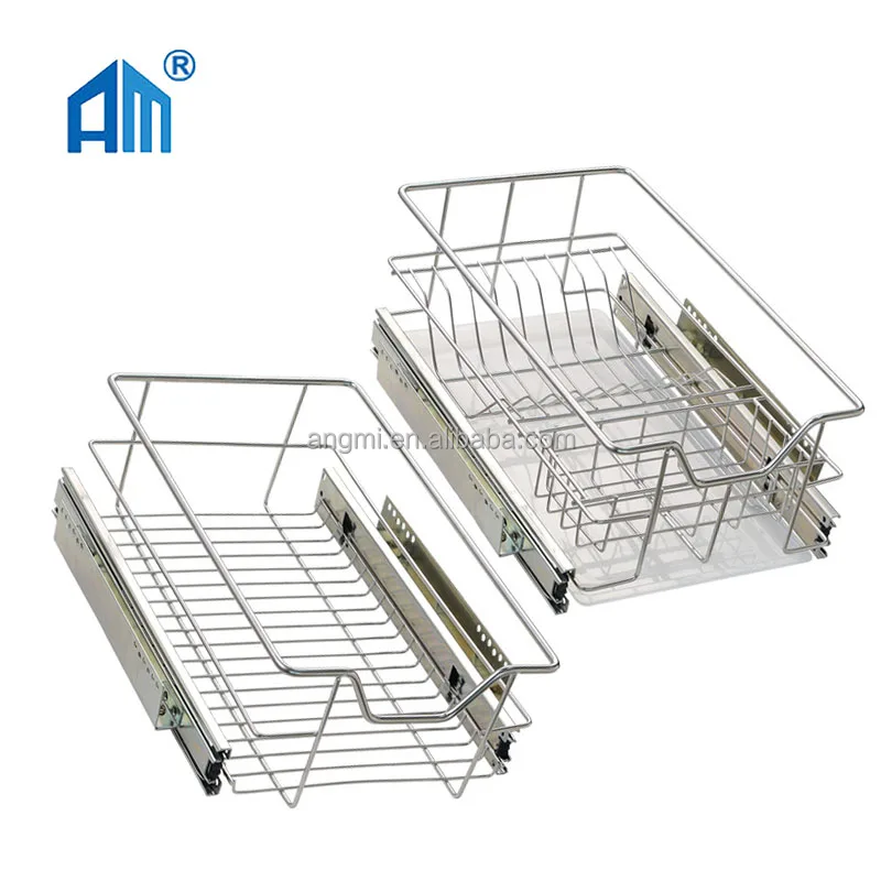 Furniture Hardware Accessories Pull Out Kitchen Cabinet Four Sides Wire Basket