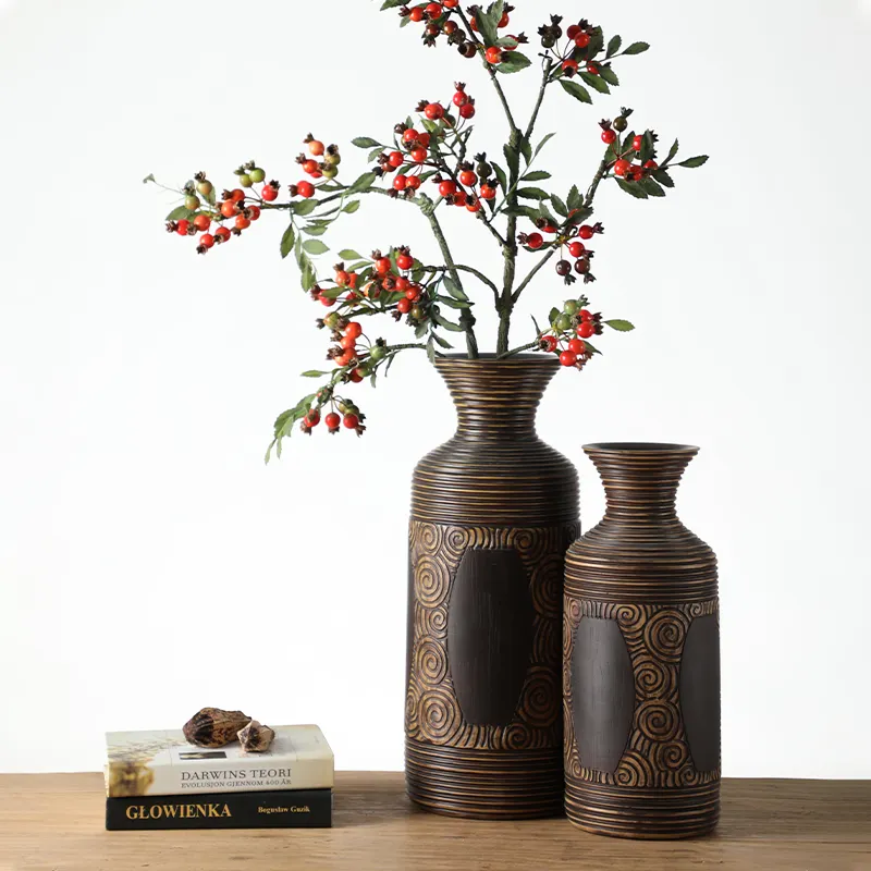 Antique style decorative polyresin vases for home decor flower vase luxury
