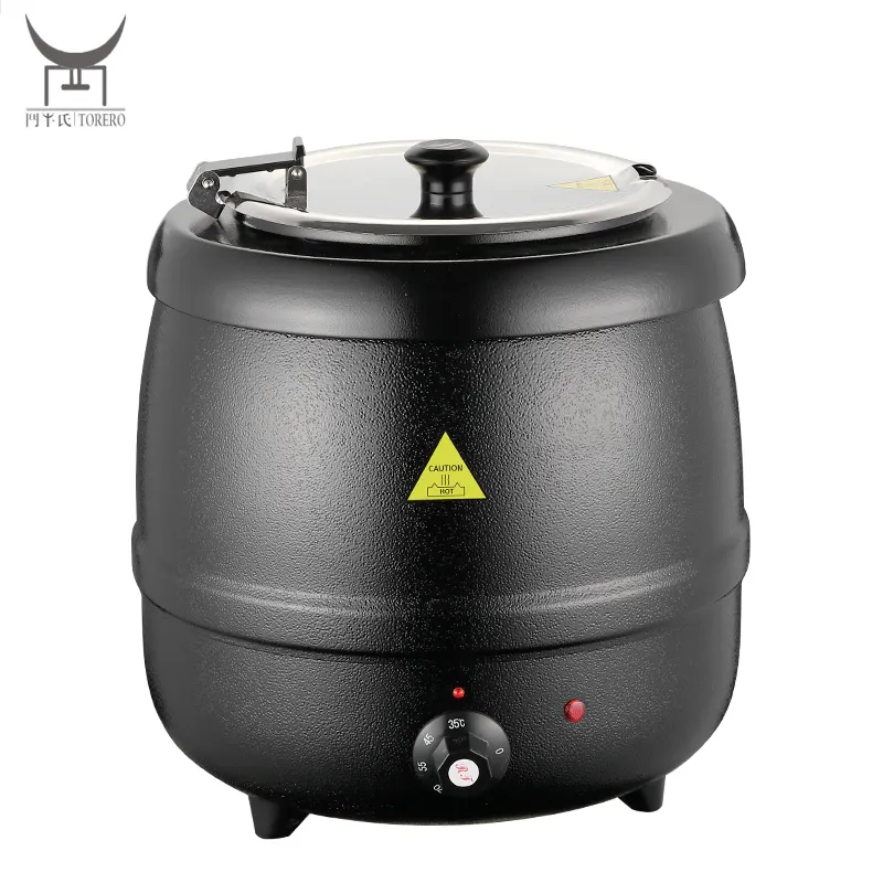 Black color iron soup kettle warmer catering buffet 10L 13L stainless steel electric hot soup heating pot