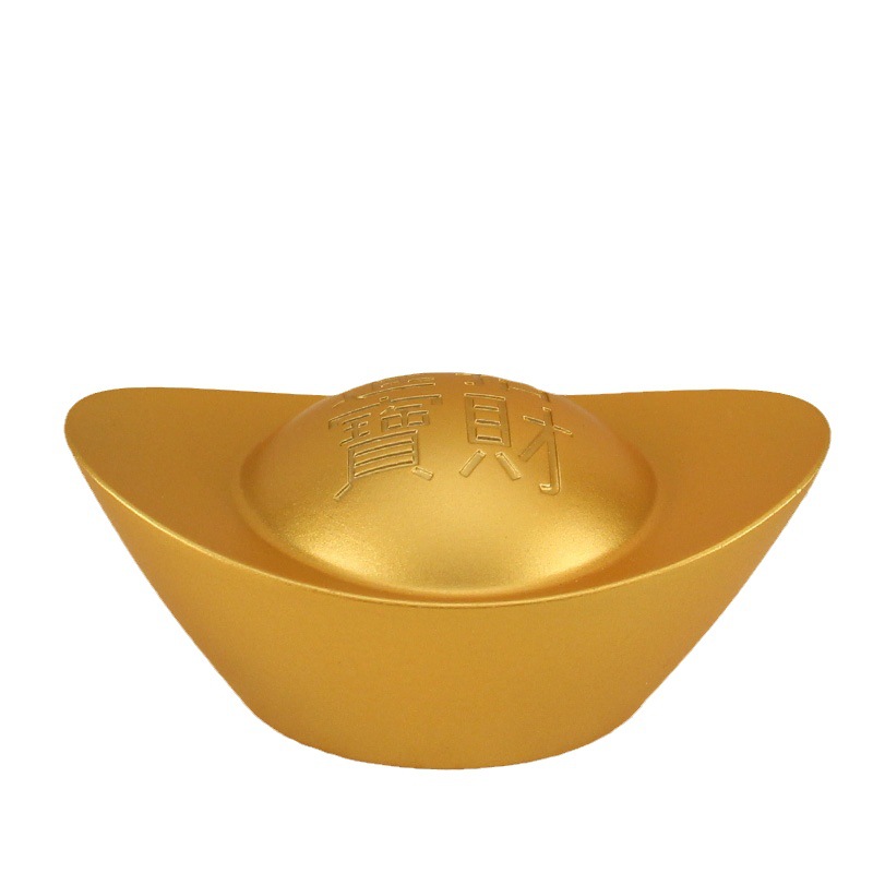 Factory customize copper gold ingot home metal decor brass golden ornaments gold ingot Chinese Yuanbao