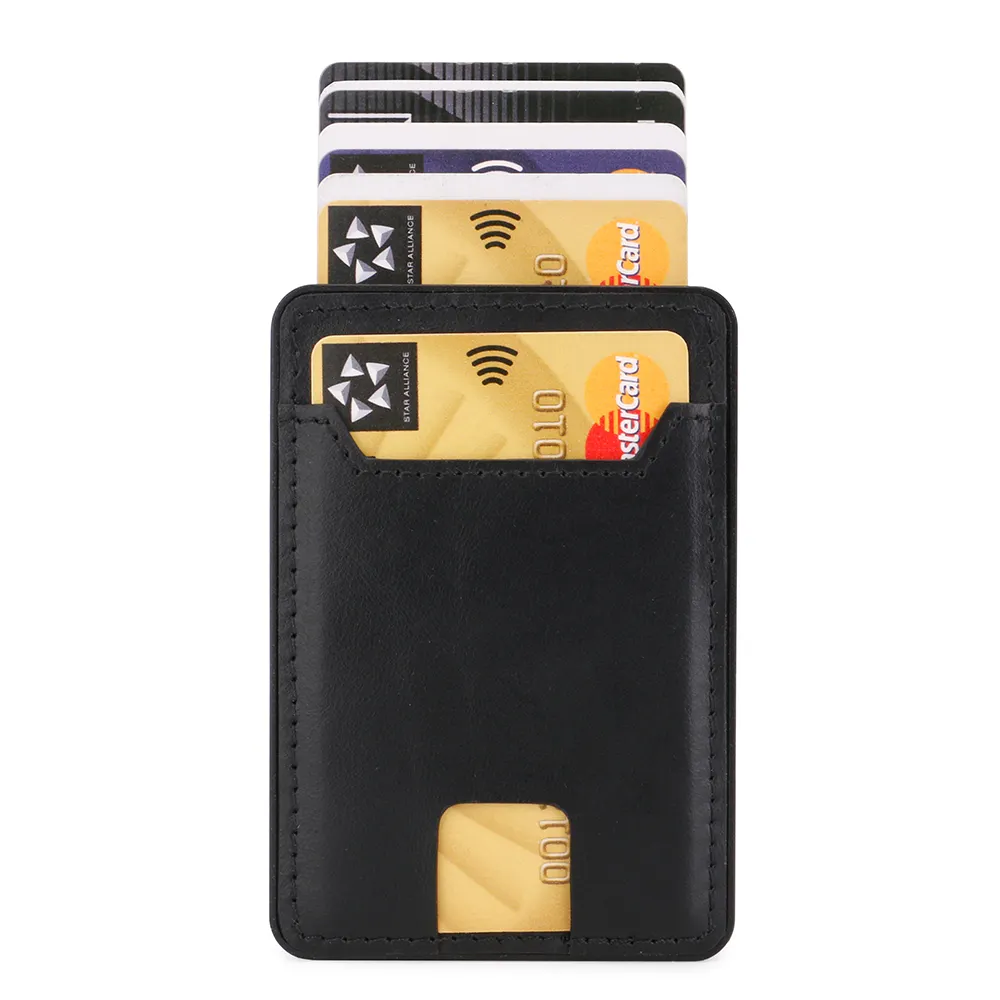 automatic patent owner mens slim genuine leather wallets men RFID blocking pop up leather wallet