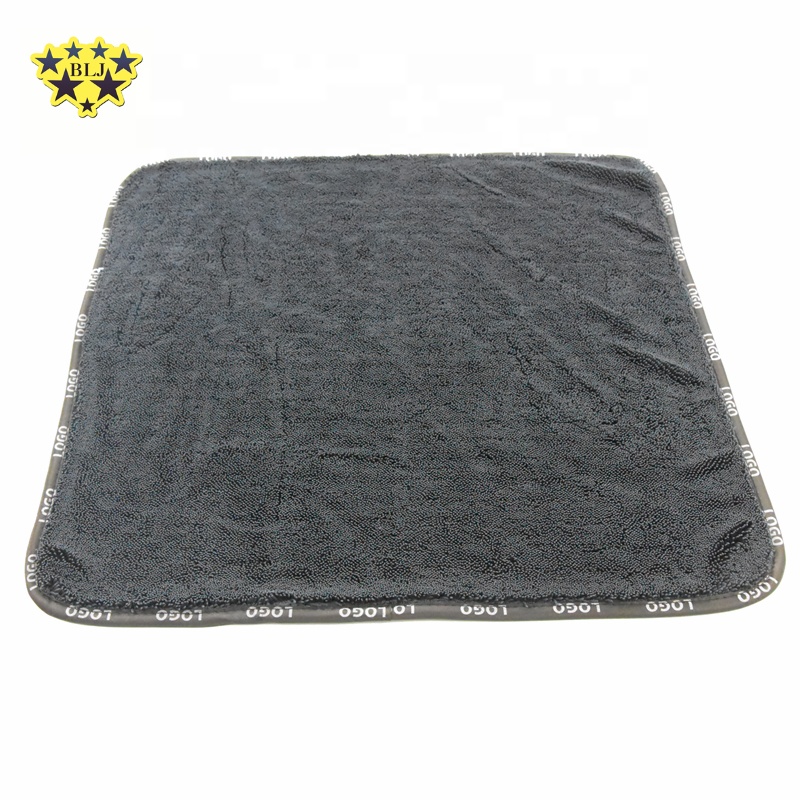 16" *16" Black Microfiber Extra Thick Twist Pile Car Cleaning Towel With High Performance