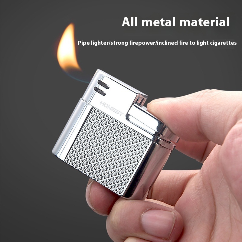 Men's Retro Lighter Oblique Fire Modern New Creative Smoking Accessories Wholesale Soft Flame Lighter for Pipe