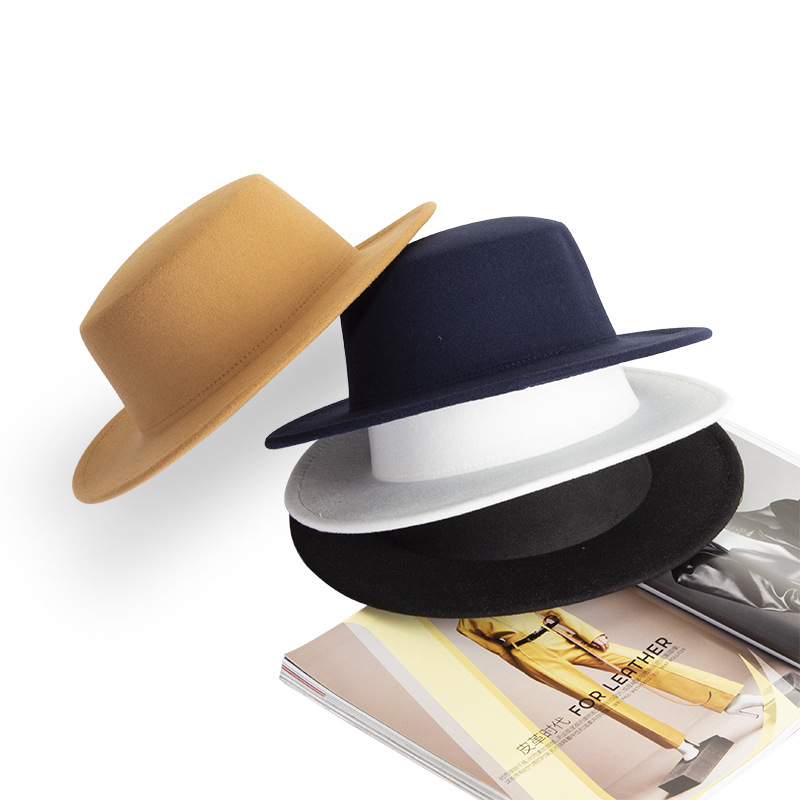 Hot Selling Hat 2021 Autumn Winter New Style Ladies Woolen Casual Style Jazz British Retro Top Warm Fedora Hat