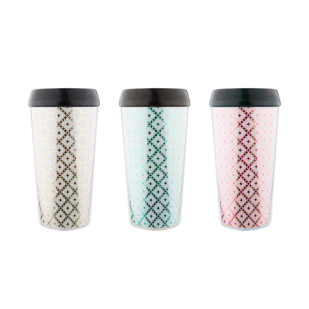 High Quality 450Ml Plastic Water Bottle Portable Drinking Cup Double Wall Coffee Mug with lid