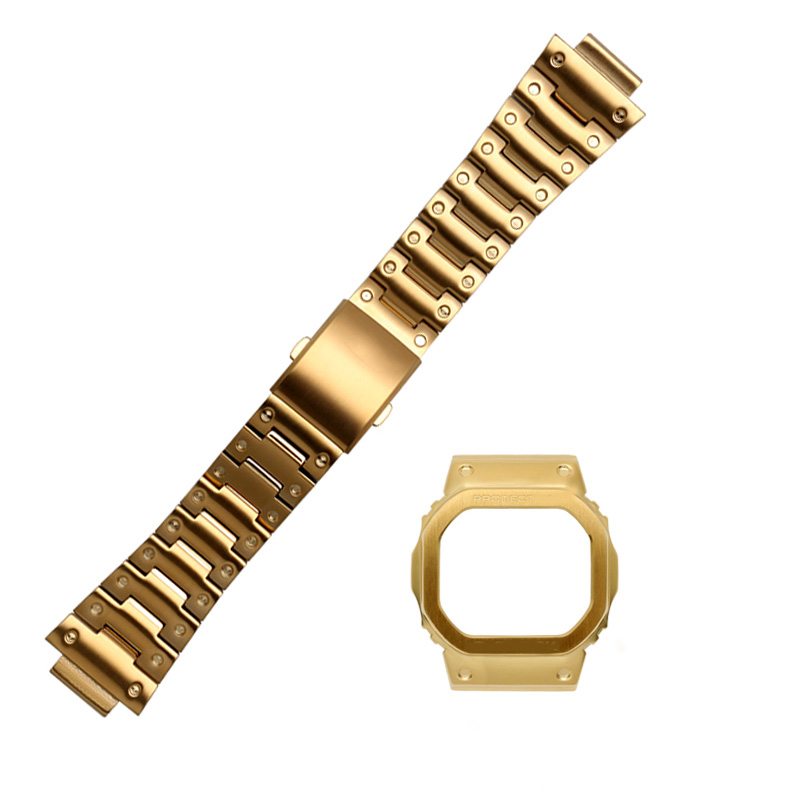 G-Refit DW5600 5610 DW/GW5000 stainless steel watchband case bezel DW5000 DW5035 Solid metal strap