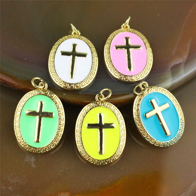 CH-HDP0699 Colorful cross pendant!!!Polychromatic plated enamel charm, jewelry making component wholesale