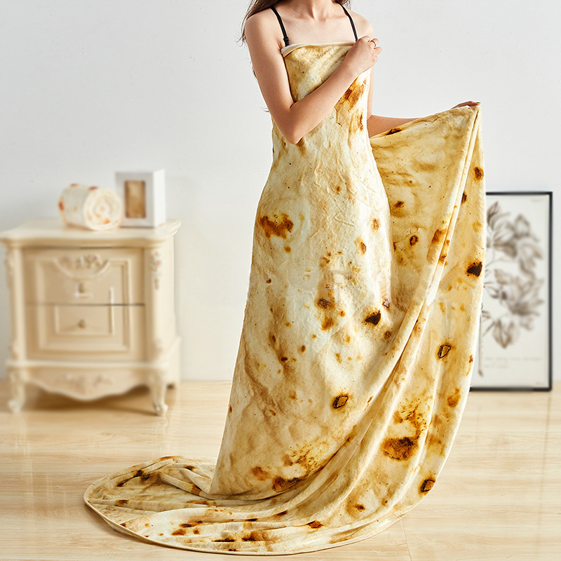 Флисовые мягкие фланелевые одеяла оптом с принтом Burrito Tortilla Taco Food Burito, круглые одеяла для дивана или кровати