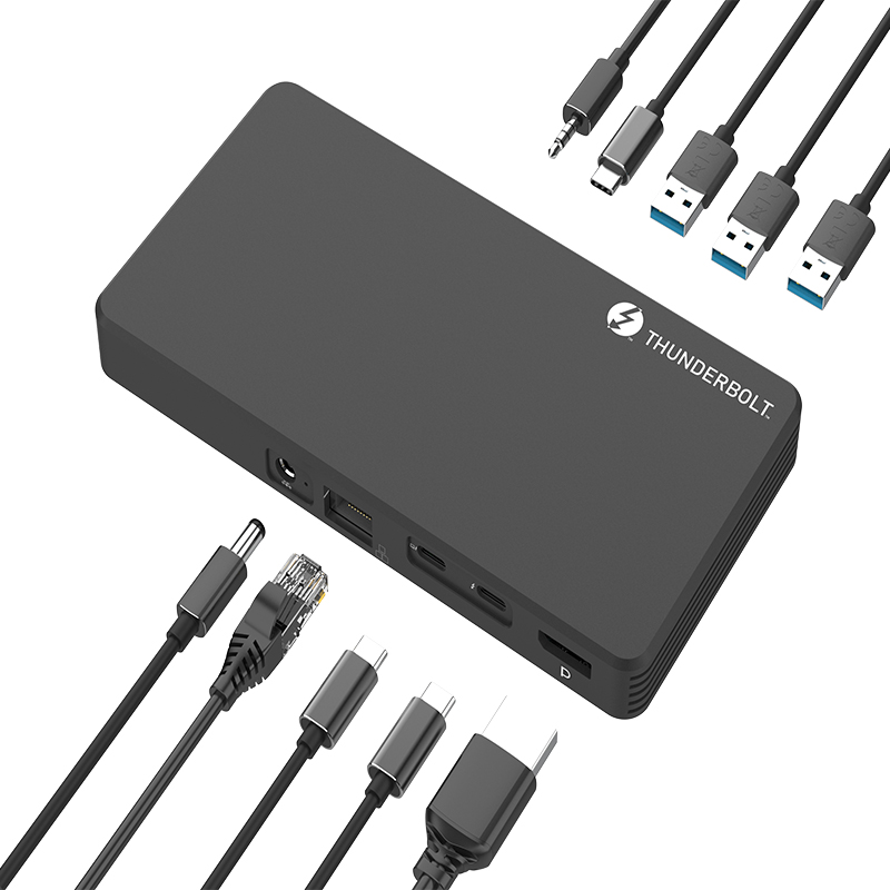 Сертифицированная док-станция для ноутбука Intel 8K Thunderbolt 3, Двойная док-станция для ноутбука 4K, док-станция DP с блоком питания, слот для SSD, док-станция thunderbolt