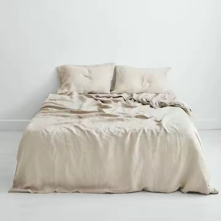 Eco Friendly Wholesale Customized Linen Ruffled Home French Linen Sheets Set Washed Flax Linen Cotton Bedding Set