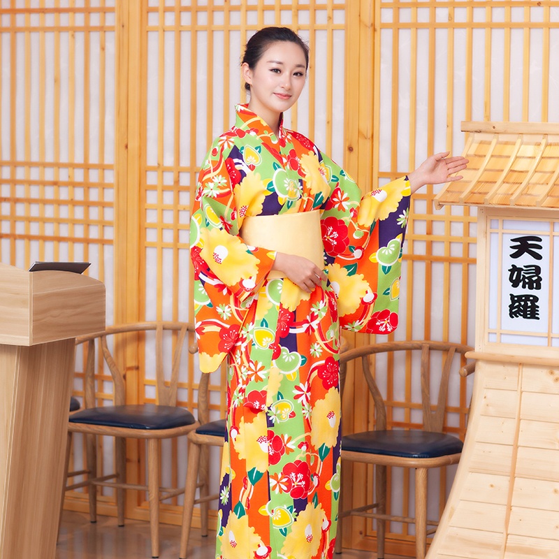 MyKimono женские традиционные японские кимоно халат юката с поясом оби (розовый с цветочным узором)