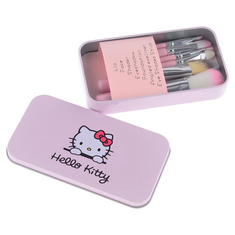 Набор кистей для макияжа Hello Kitty, 7 шт., розовый и черный цвета, кисти для макияжа с индивидуальным логотипом в упаковке