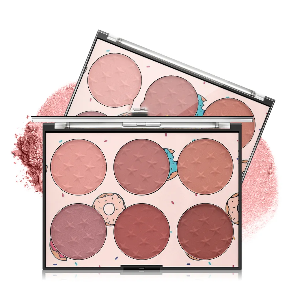 Hot Selling 6 Colors Blush Make Your Own Brand Waterproof Blusher Container Pressed Powder Diy Blush Palette Private Label