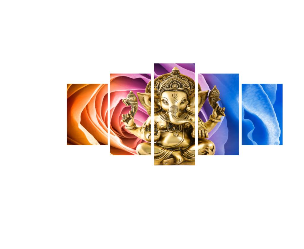 5 Panel Wall Art Canvas Painting Polygon Irregularity Elephant God Style Pictures Lord Modern Decoration For Living Room