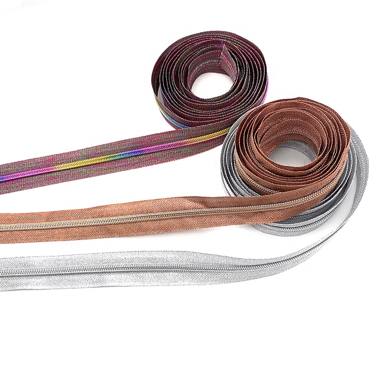 YYX RTS Hot sale no.5 plated rainbow color long chain nylon zipper coil for garment