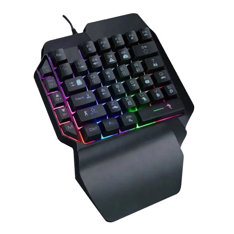 Водонепроницаемая игровая клавиатура Handedly, игровая механическая клавиатура с RGB-подсветкой и эффектом слева одной руки