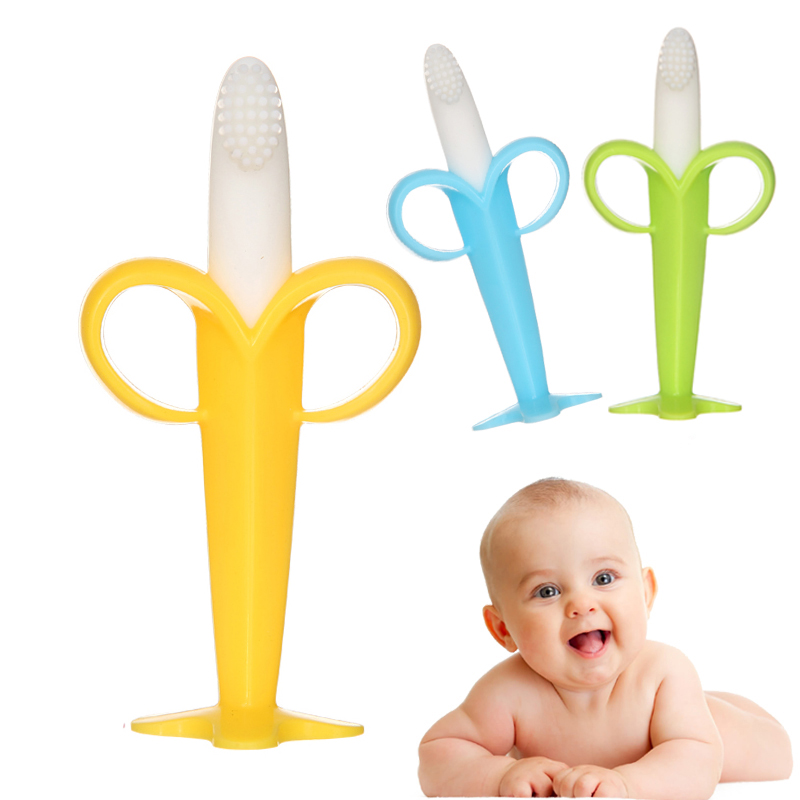 Eco-Friendly Banana Shape Baby toothbrush Silicone teether mordedor bebe baby accessories