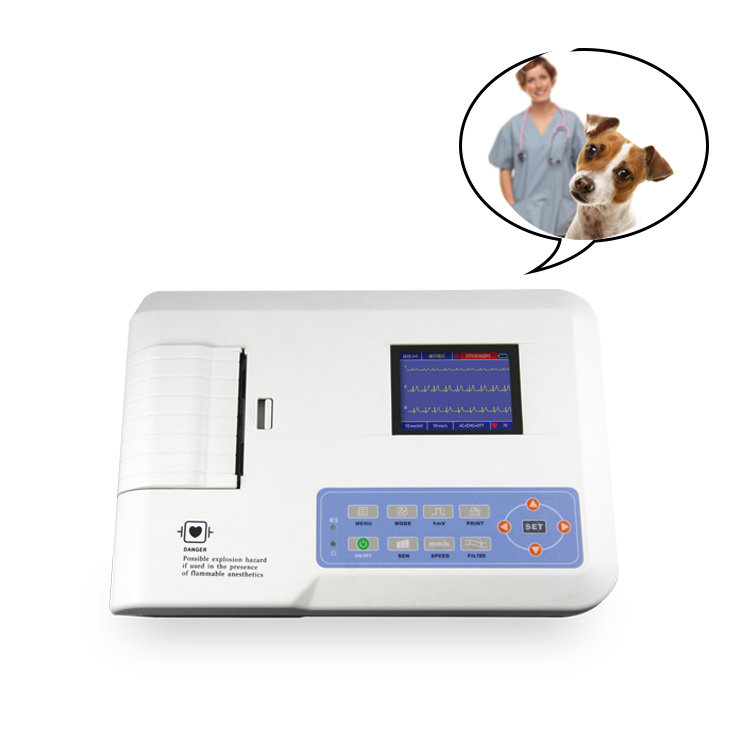 CONTEC ECG300G-VET портативный 3 канала 12 ветеринарный животных ЭКГ