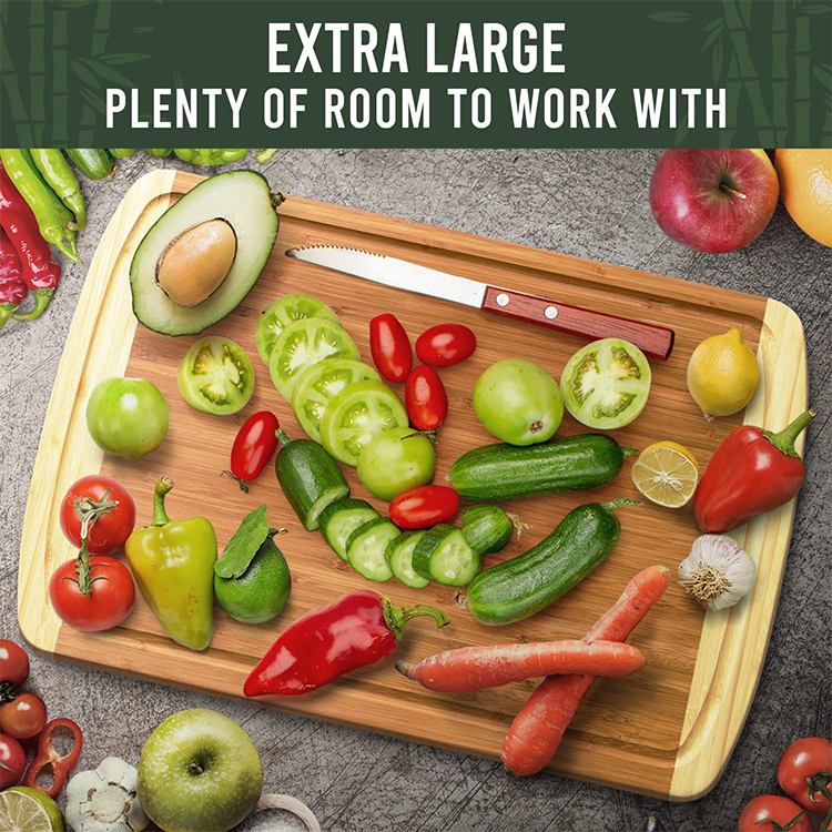 Wood Butcher Block and Wooden Carving Board for Meat and Chopping Vegetables, Bamboo chopping board with juice groove