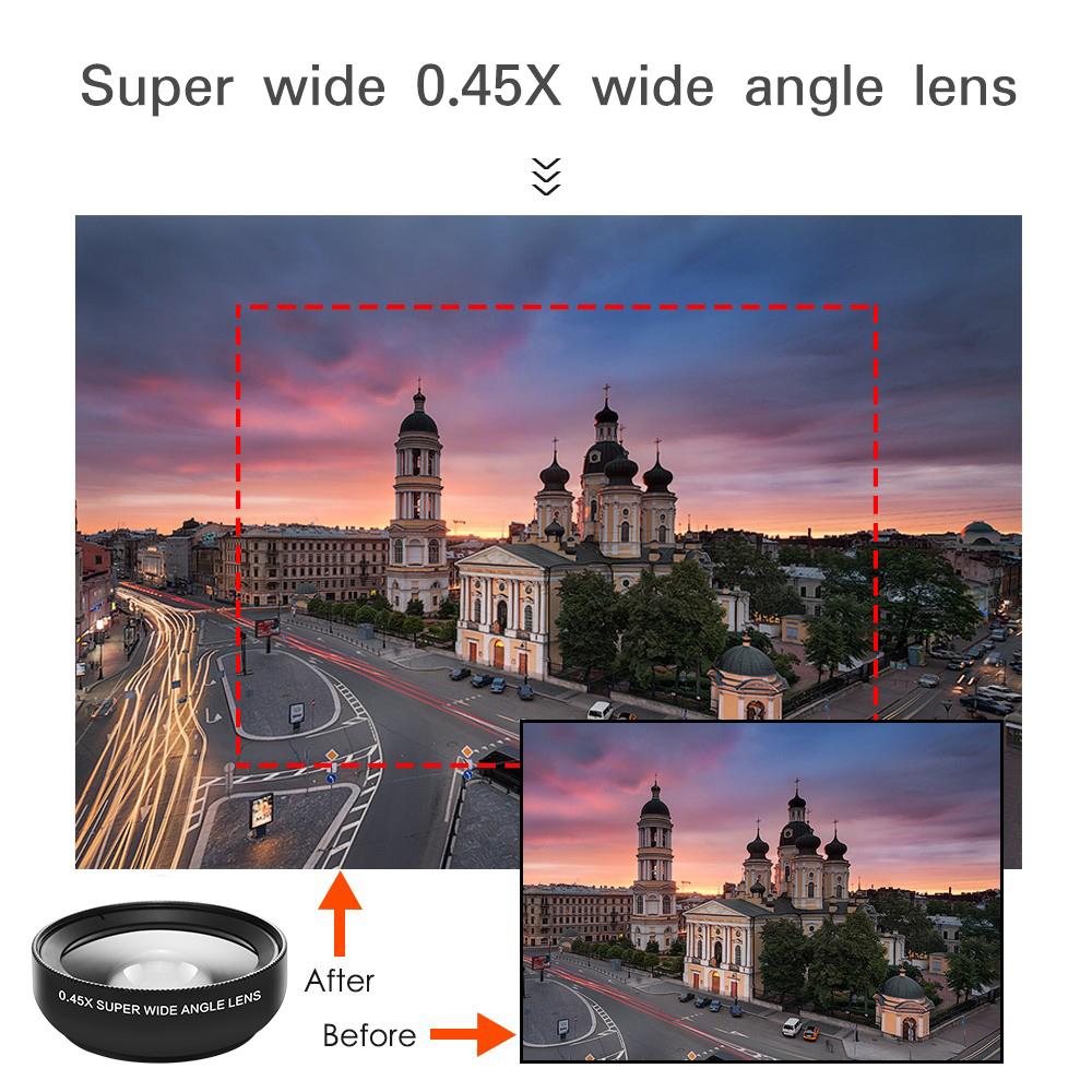 0.45X 2 in 1 Macro Wide Angle Mobile Phone Camera Lens