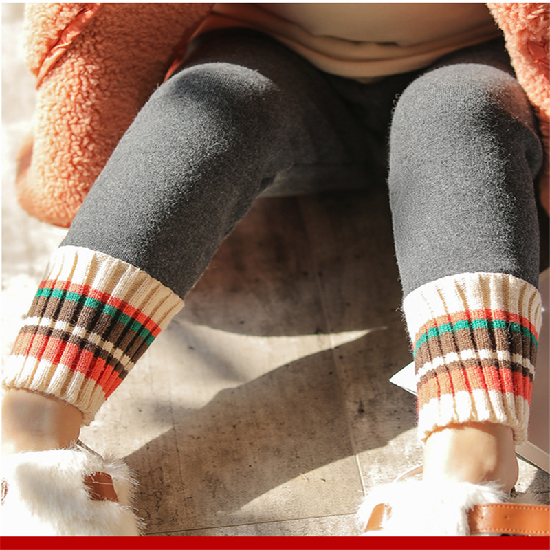 Custom wholesale 2021 Autumn and winter solid color lamb wool girls leggings thick warm and windproof trousers for kids