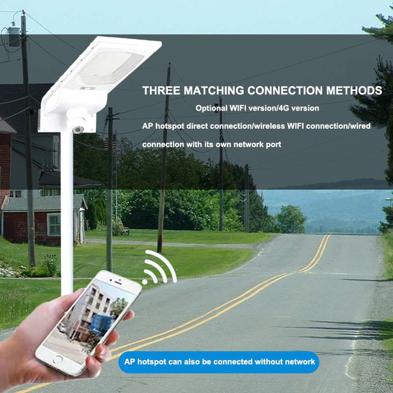 Smart Intelligence Solar Power Energy Saving Led Street Light Outdoor Solar Light With Cctv Camera 4G