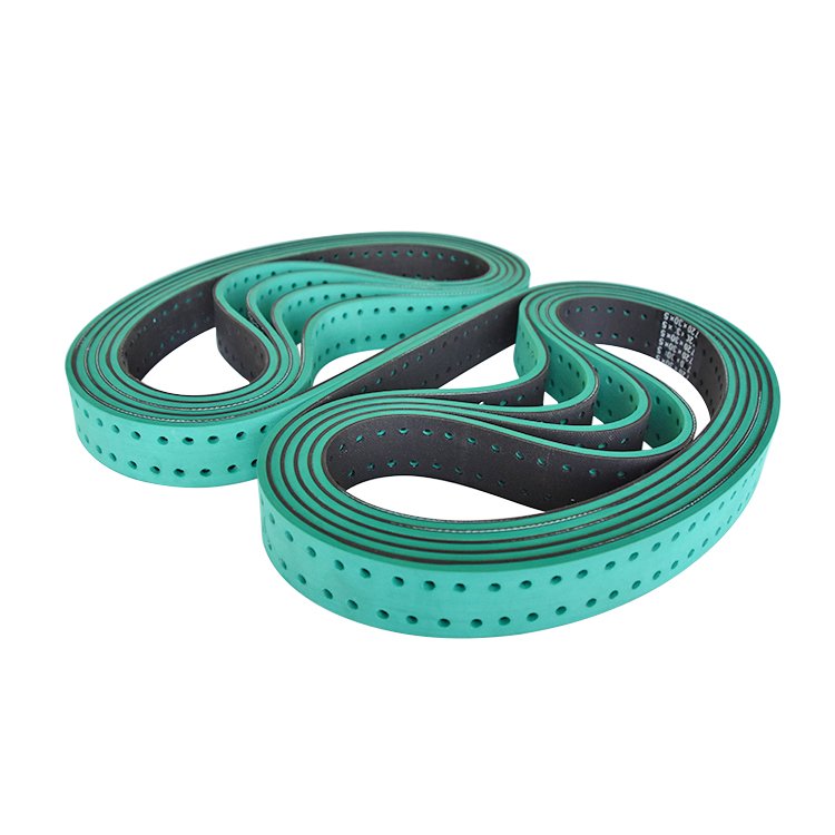 Hot sales perforate green vulcanized rubber coating flat belt for paging machine