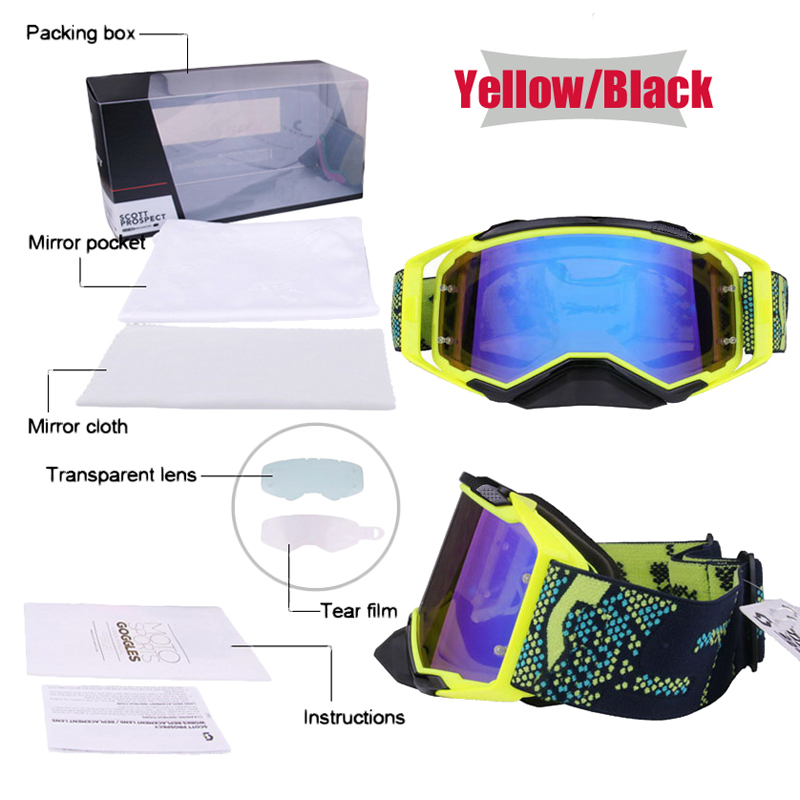 Motos Sunglasses of Motocross Dirt-Bike Motorcycle ATV Sun-Glasses Outdoor Goggles Fits Helmet Eyes Protection With Box