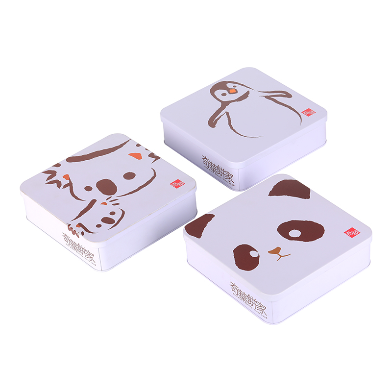 Food Grade Certificated Cookie Box Tin Airtight Cookie Box Packaging Square Shaped Cookie Tin