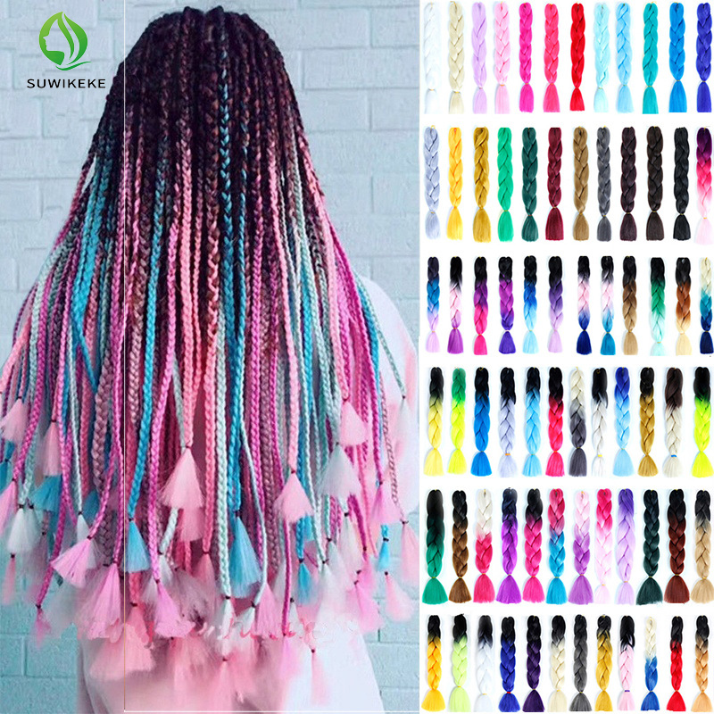 Wholesale 24 Inch Hot Water Setting Jumbo Hair Pre stretched Braiding Hair Twisted Ombre Jumbo Braid Synthetic Hair