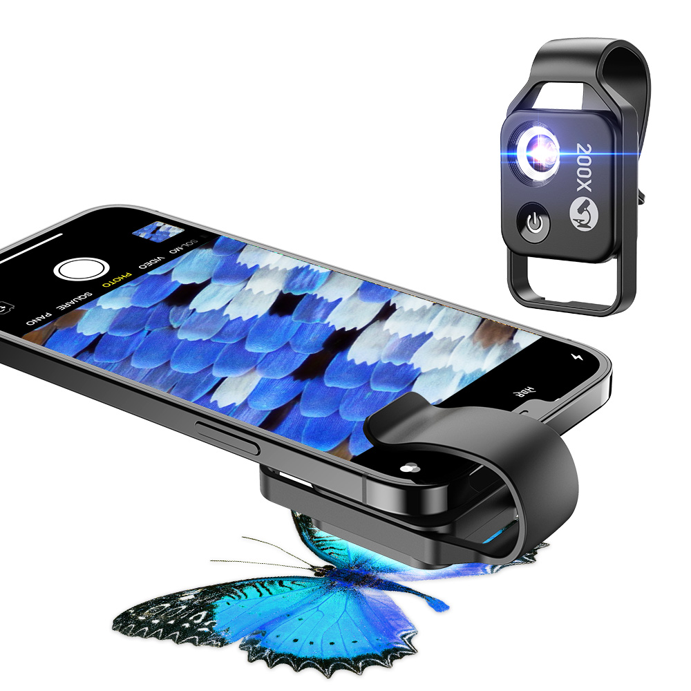 2022 APEXEL Tiny Mobile Microscope CPL lens 200X Magnification Mini Pocket Compatible with Android smartphone
