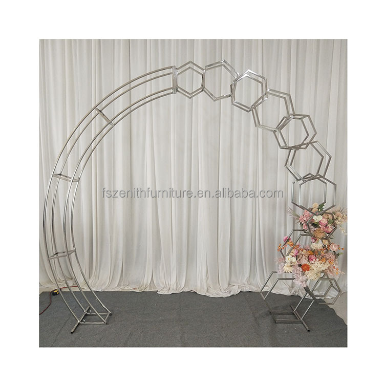 Party Supplies Decorations Golden Silver Metal Wedding Flower Arch for Sale