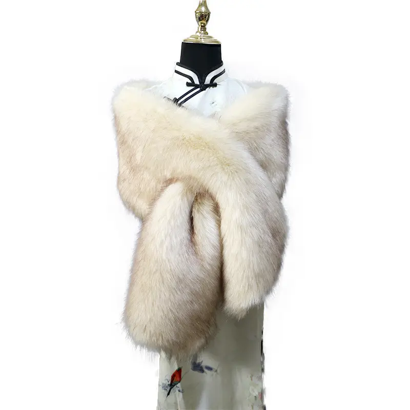 Hot selling women's fur luxury shawl new design winter warm scarf