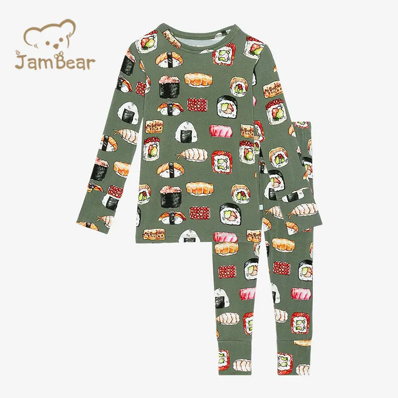 Комплект детской одежды JamBear, Детские экологически чистые пижамы из бамбукового тенсела, рубашка с длинным рукавом и штаны из органического бамбукового волокна