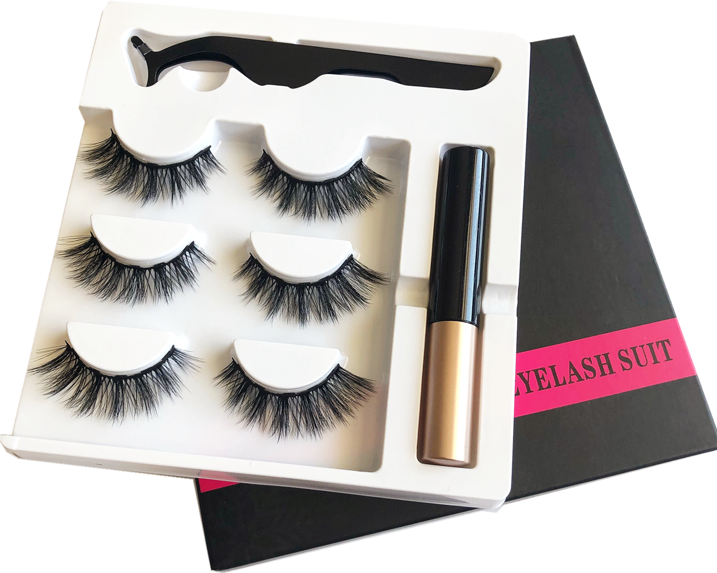 Top Selling Magnetic Eyelashes With Magnetic Eyeliner and Tweezers 3 Pairs Magnetic Lashes Clip Eyelashes Set