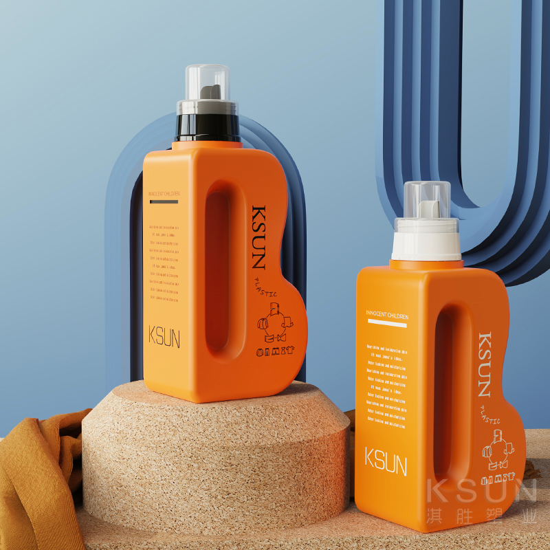 Eco Friendly B Shape Empty 300ml 600ml Orange Shampoo Liquid Laundry Detergent Bottles For Laundry Detergent