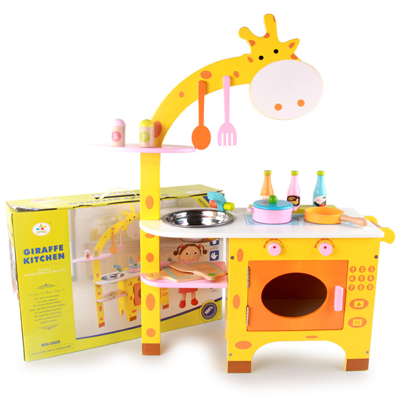 2021 New Arrivals Baby Toddler Wooden Play Pretend Other Toys & Hobbies Kitchen Set for Kids Giraffe Toy Children