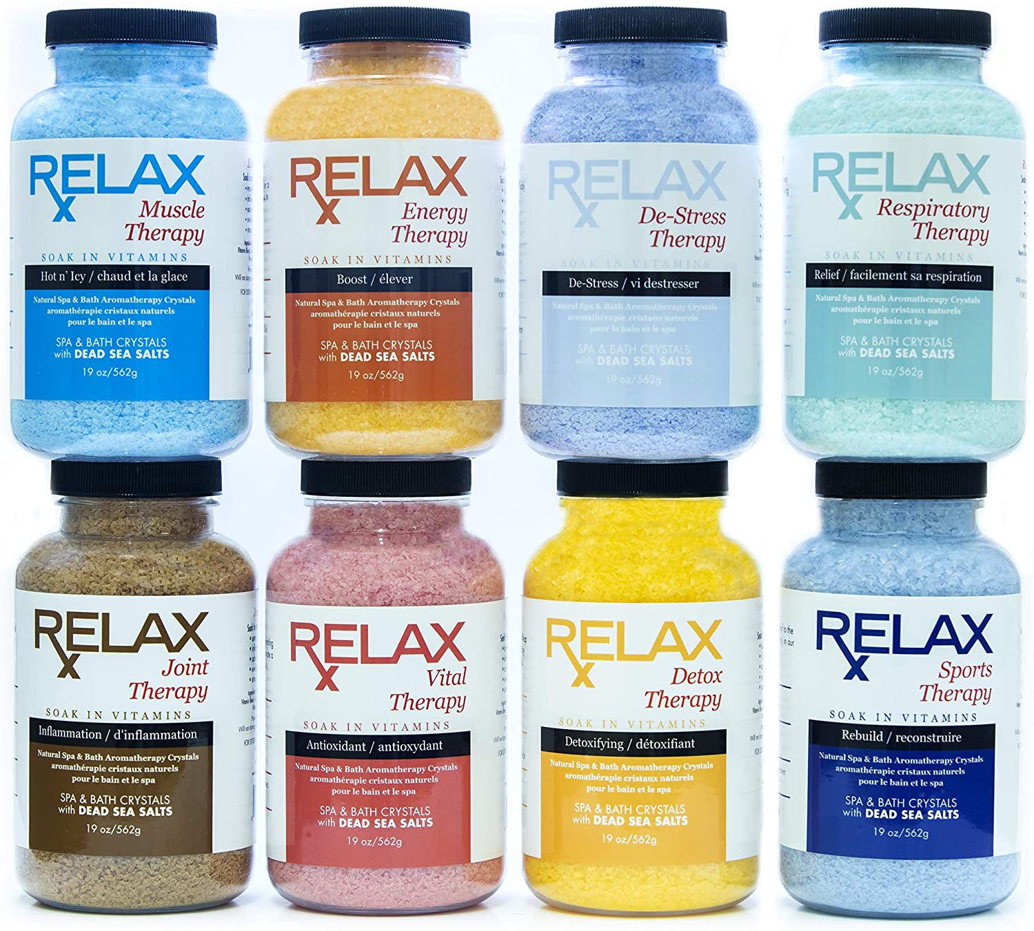 Suitable for spa bath aromatherapy relaxation spa and bath 8 bottles 19 oz (about 538.6 g) bottles natural laxative salt
