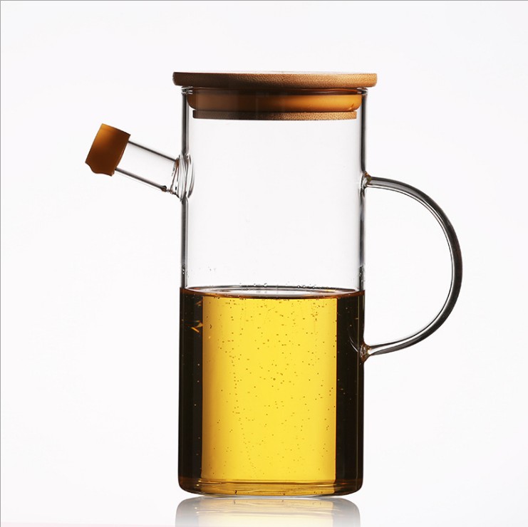 High quality Kitchen Oil Can Kitchen Household Oil Pot Glass Oil pot Dispenser with lid