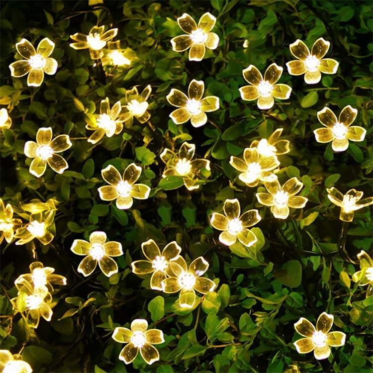 Sakura Blossom Flower Outdoor Solar Lamp Power Led String Multicolor Lights