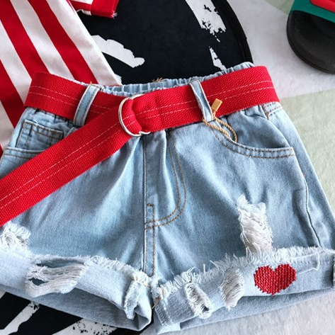 2020 summer new Korean kids children's embroidery denim shorts wild casual hot Girls jeans pants