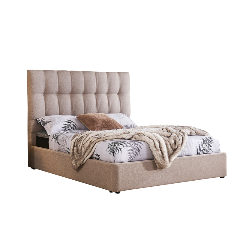 Luxury Modern Bedroom Wood King Double Bed Soft Fabric Upholstered Headboard Furniture Up-Holstered Beds