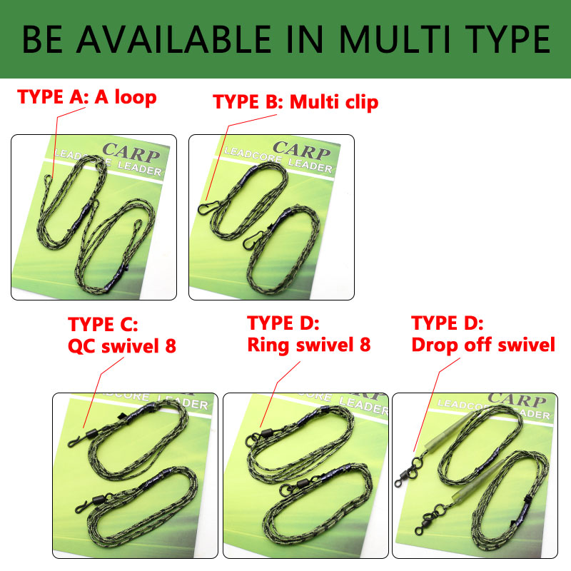 60cm Leadcore Leader Carp Fishing Lines 45lb Ready Tied Carp Rigs For Carp Fishing Accessories
