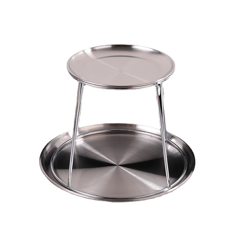 Stainless Steel Hotel Restaurant Seafood Container 2 Layers Gold Color Display Rack Dish For Platter Afternoon Tea Cake
