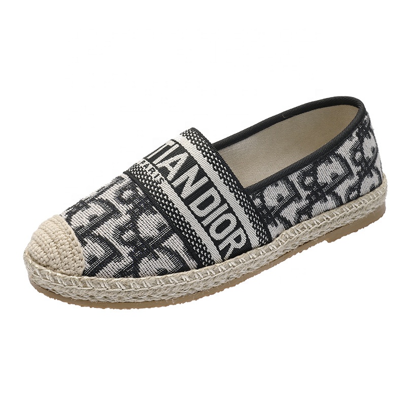 2021 Summer New Straw Fisherman Shoes Female Pedal Lazy Loafers Breathable Mesh Flat Casual Shoes For Ladies
