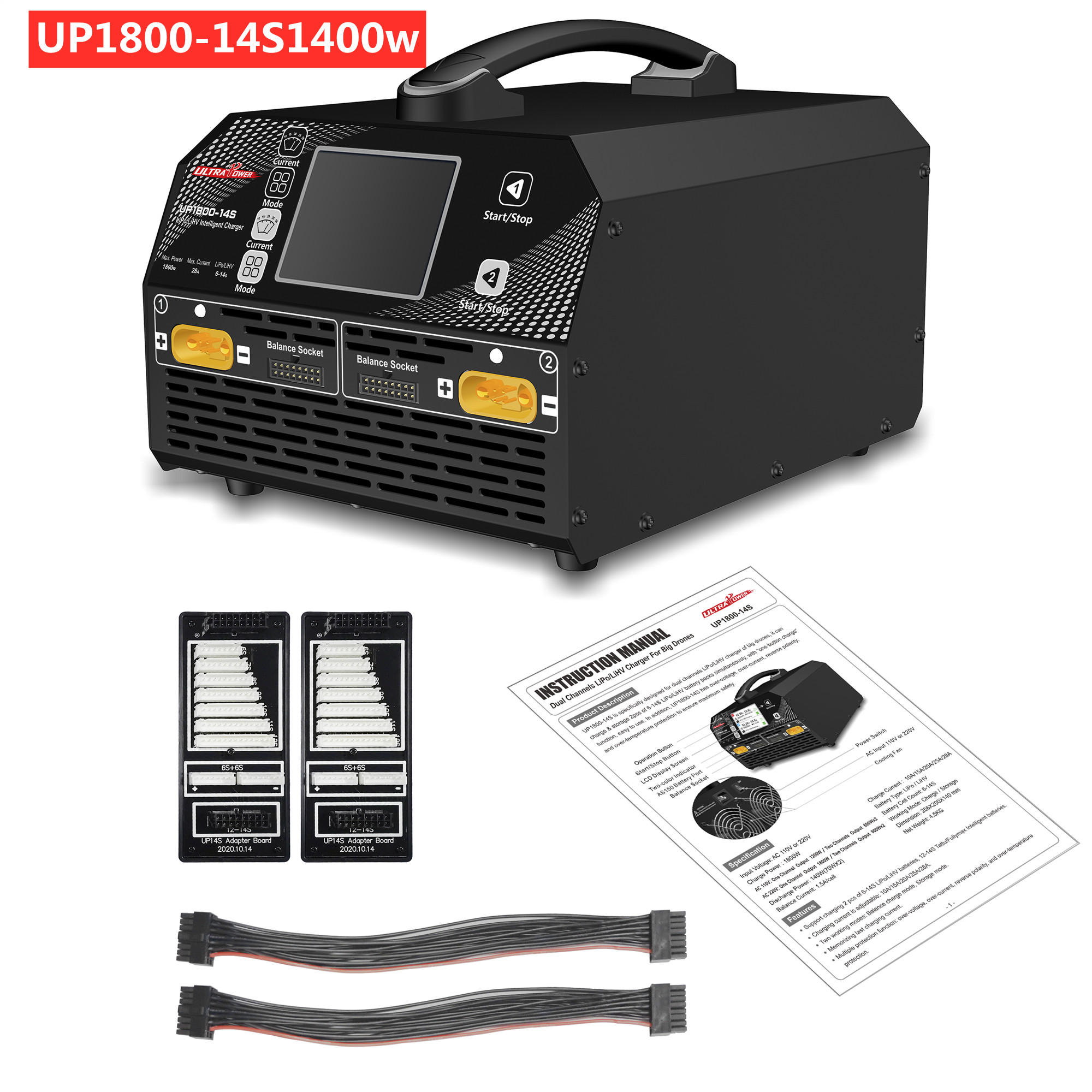 Новое UP1800-14S1400w Двухканальное балансирующее зарядное устройство, подходит для аккумуляторов LiPo / LiHv 6S-14S